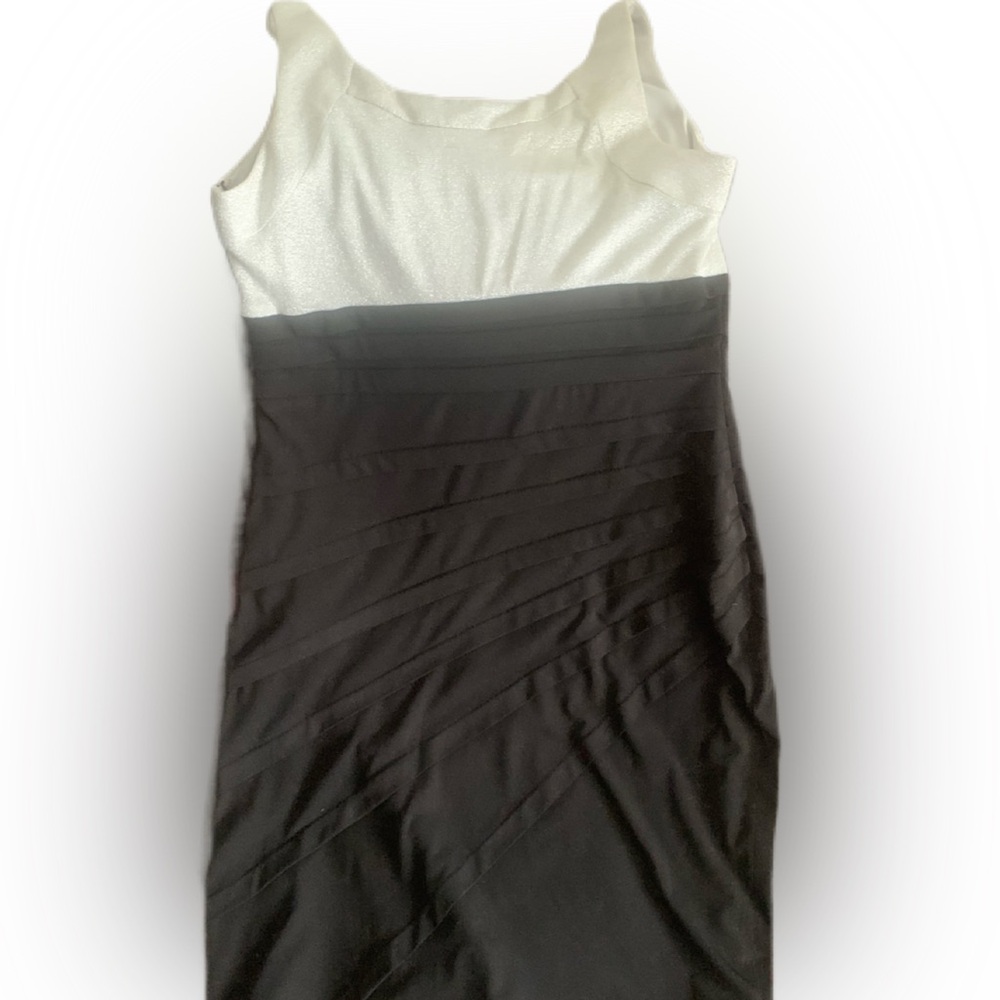 Pre Owned Women's Collection Dressbarn Dress Silver Black Sleeveless Sz 10 Style